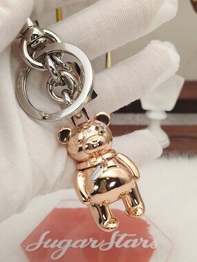 Coach Metal 3D Bear Bag Charm Rose Gold 87166 Coach Bag Accessories